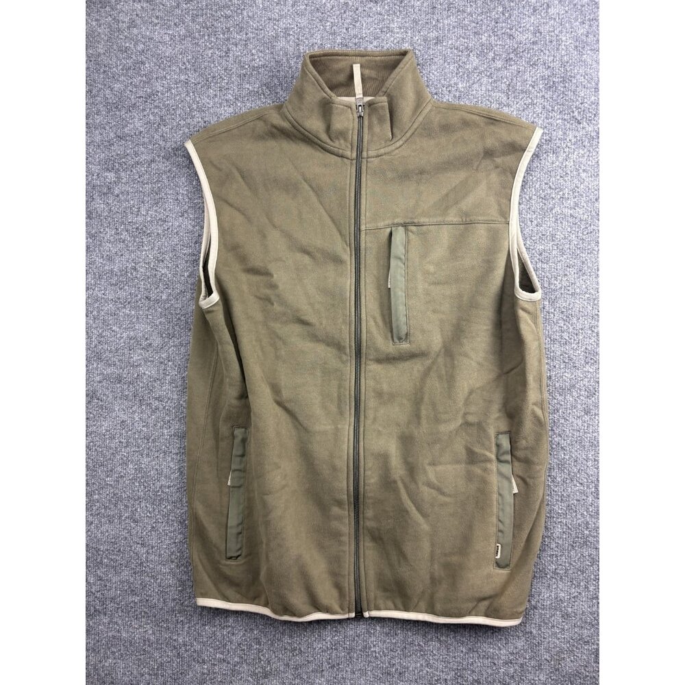 Stussy Fleece Vest‎ Mens XL Green Full Zip Pockets Hong Kong Cotton Blend